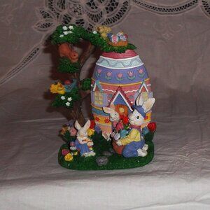 Holiday Traditions for Easter ~~ Ceramic Easter Bunny & Egg Figurine - 6.5"